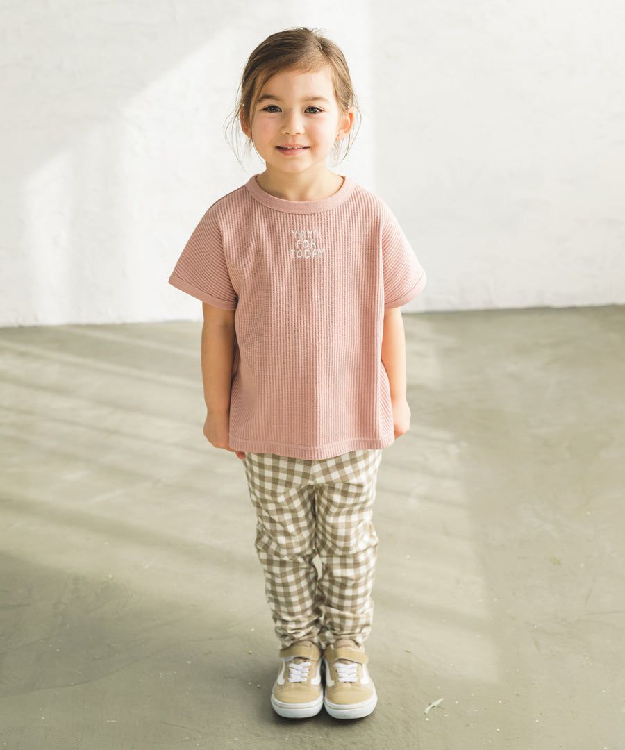 日本 PAIRMANON - 純棉百搭鬆餅紋短T-領口撞色-紫