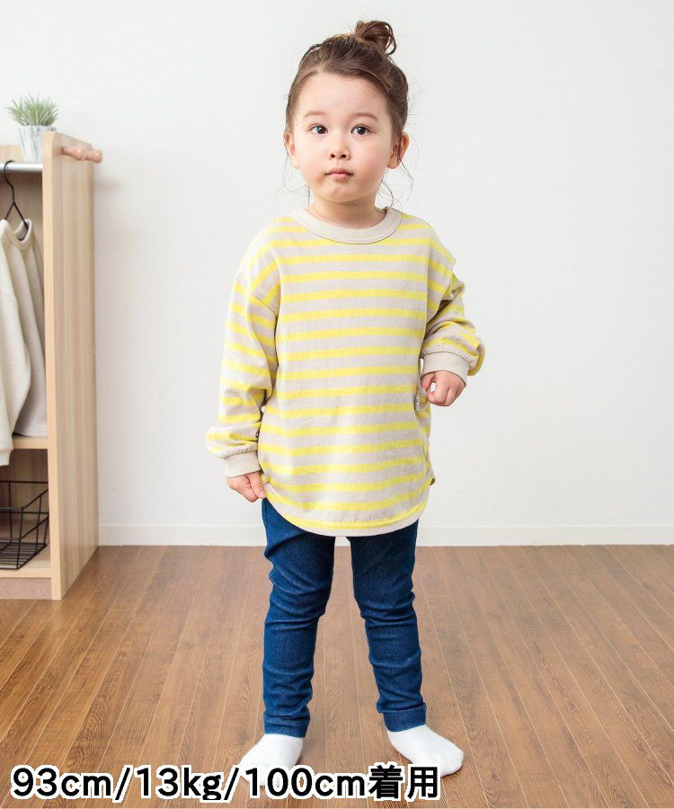 日本 BREEZE - 休閒百搭鬆緊長褲(9分丈)-碎花-淺鵝黃