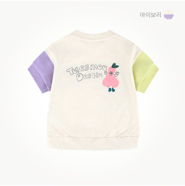 韓國 milk mile - 水果印花撞色套裝-象牙白X紫