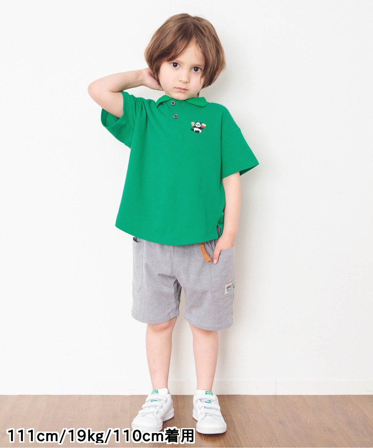 日本 BREEZE - 童趣動物刺繡短袖POLO衫-滑板鴨-深藍