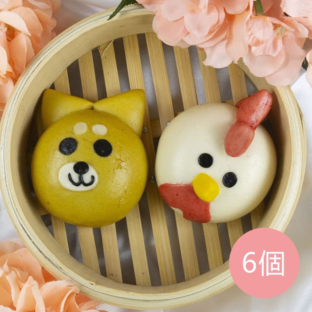 艾酷奇 - 白雞柴犬組-(6入/盒)-(蛋奶素)-白雞(芋泥)*3 柴犬(地瓜起司)*3-65g±5%