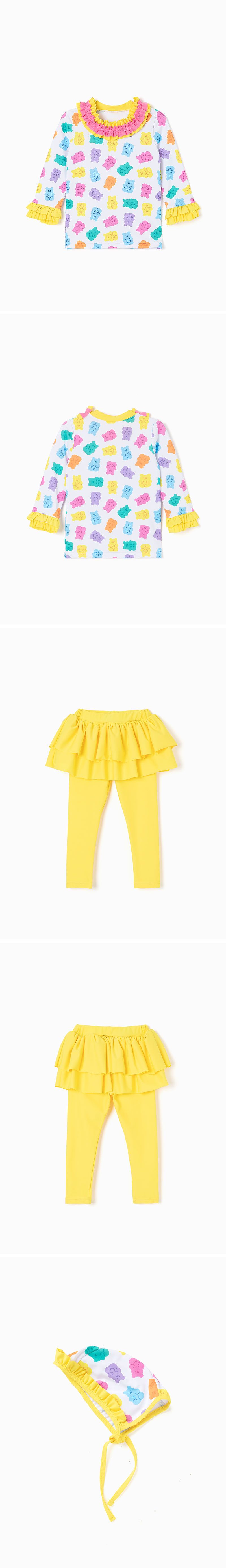 韓國 OZKIZ - 抗UV防曬兒童泳裝-三件組-熊熊軟糖