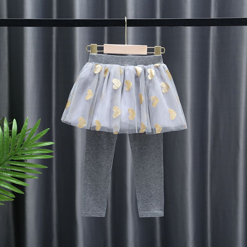 JB clothes - 愛心假二件褲裙-灰色