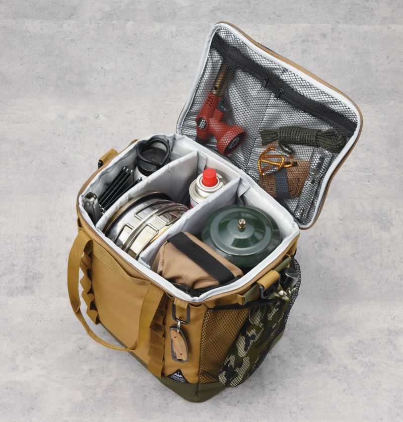 日本 Seto Craft - 露營風 方形保溫保冷提袋/側背包(附隔層*2)-黑 (LL(30x22x30cm))-19L