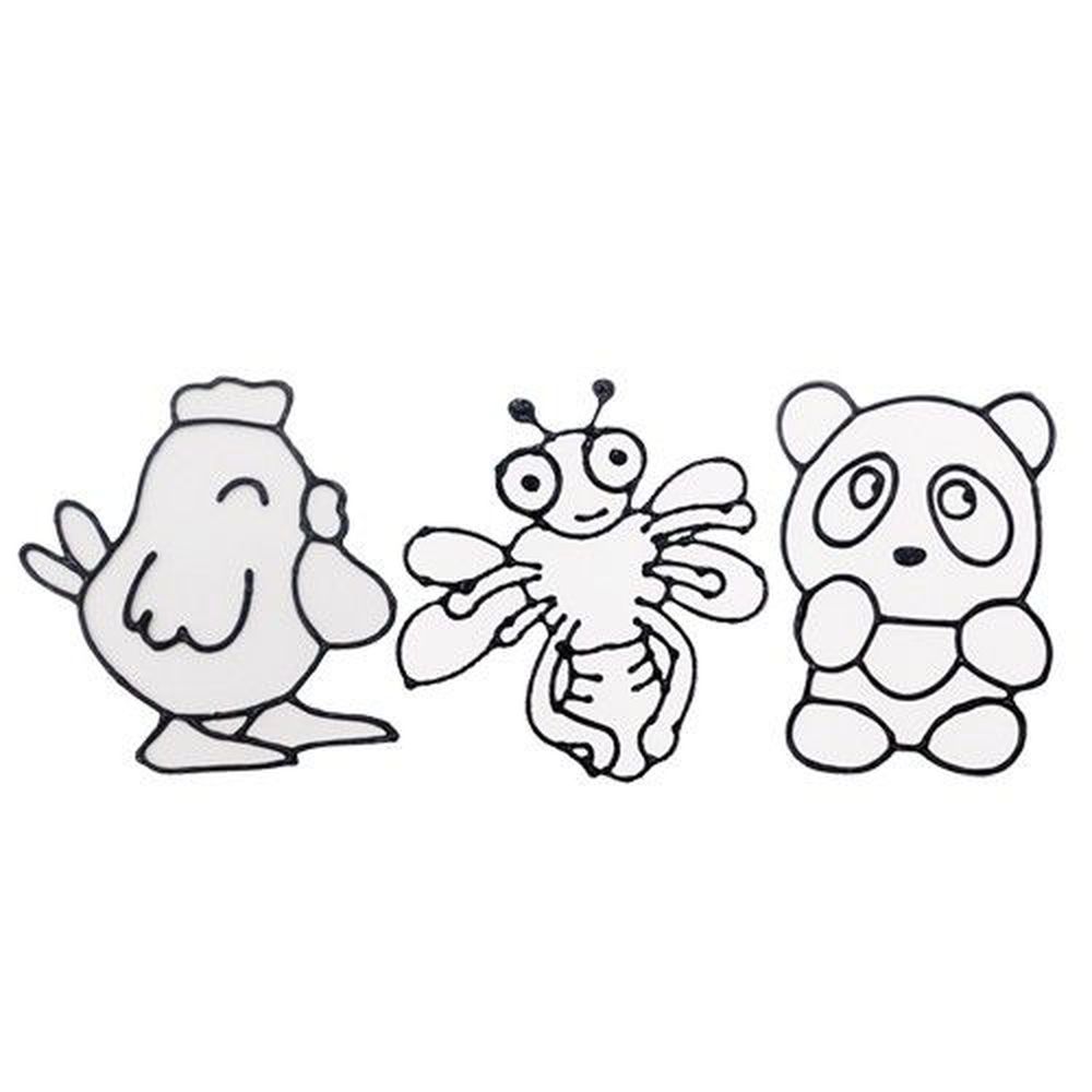 愛玩色創意館 - 彩繪玻璃貼畫框3入組-B (蜜蜂+熊貓+小雞)