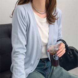 日本 Kobe Lettuce - 可機洗定番四季薄外套(領可選)-淡藍