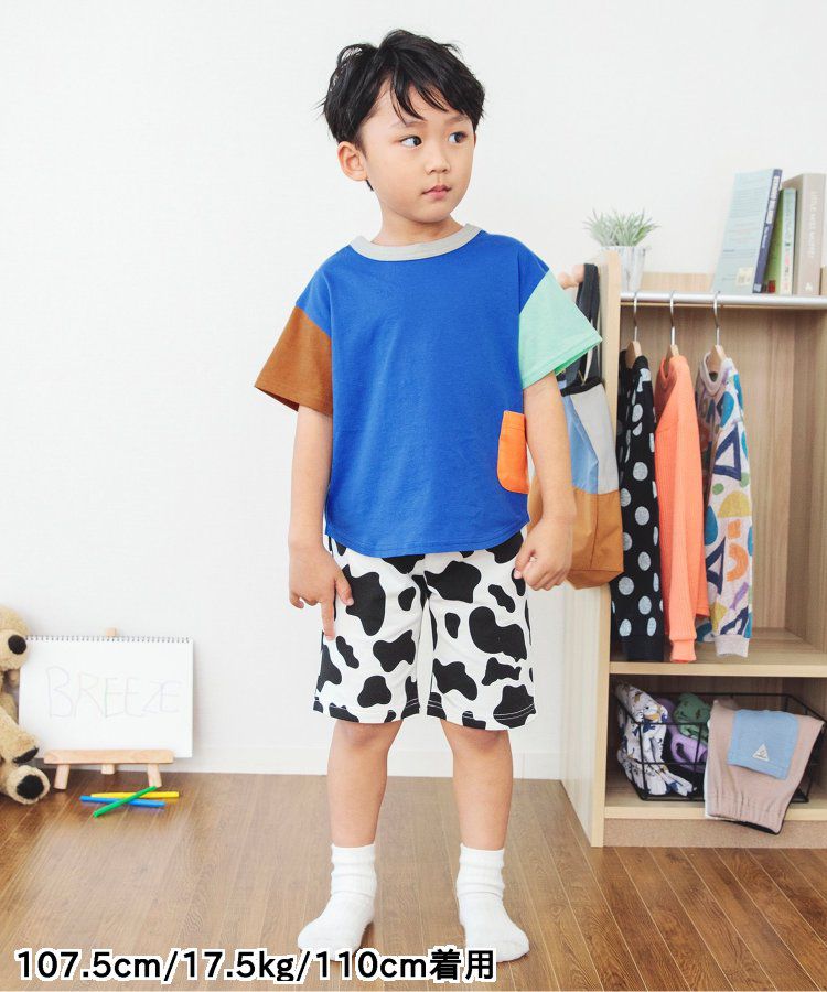 日本 BREEZE - 正反OK！圓領印花短袖上衣-線性-黑