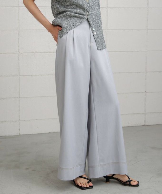 日本 Bab - 簡潔縫線俐落寬版長褲-黑