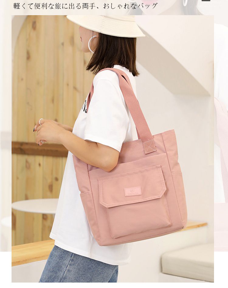 防潑水百搭單肩手提包-深藍色 (32x12x27cm)