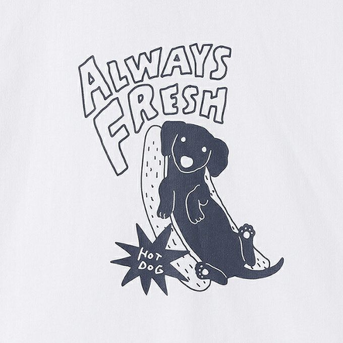 日本 petit main - 100%棉 幽默印花短袖上衣-拍照比YA-亮黃