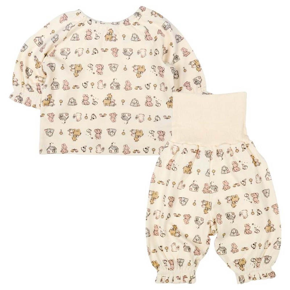 長袖家居服-穿衣練習 套頭式 動物-奶油色