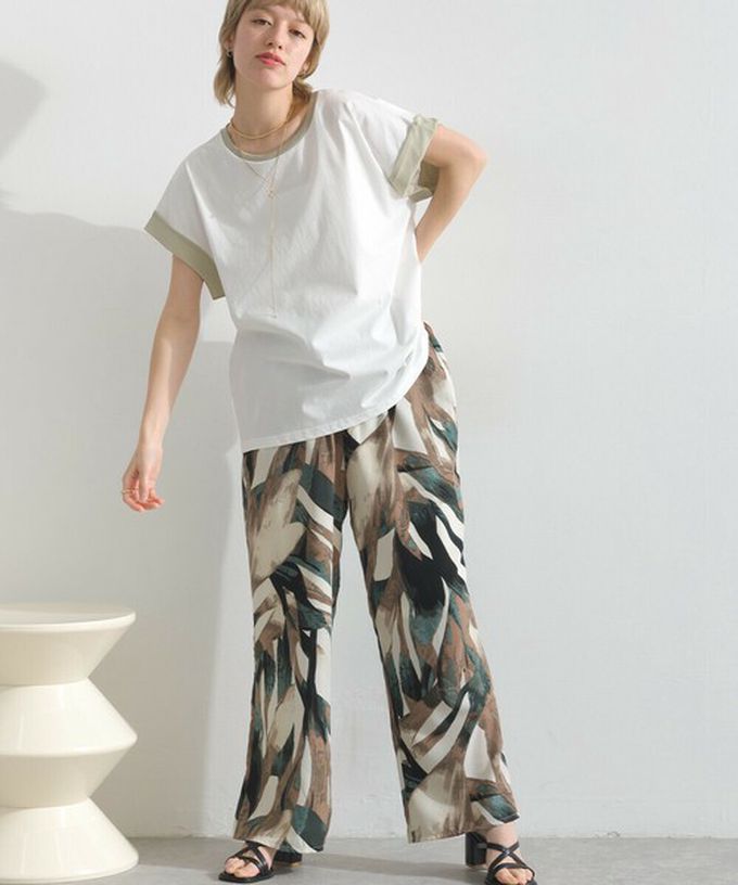 日本 le colis - 光澤滾邊舒適休閒法式袖上衣-卡其棕