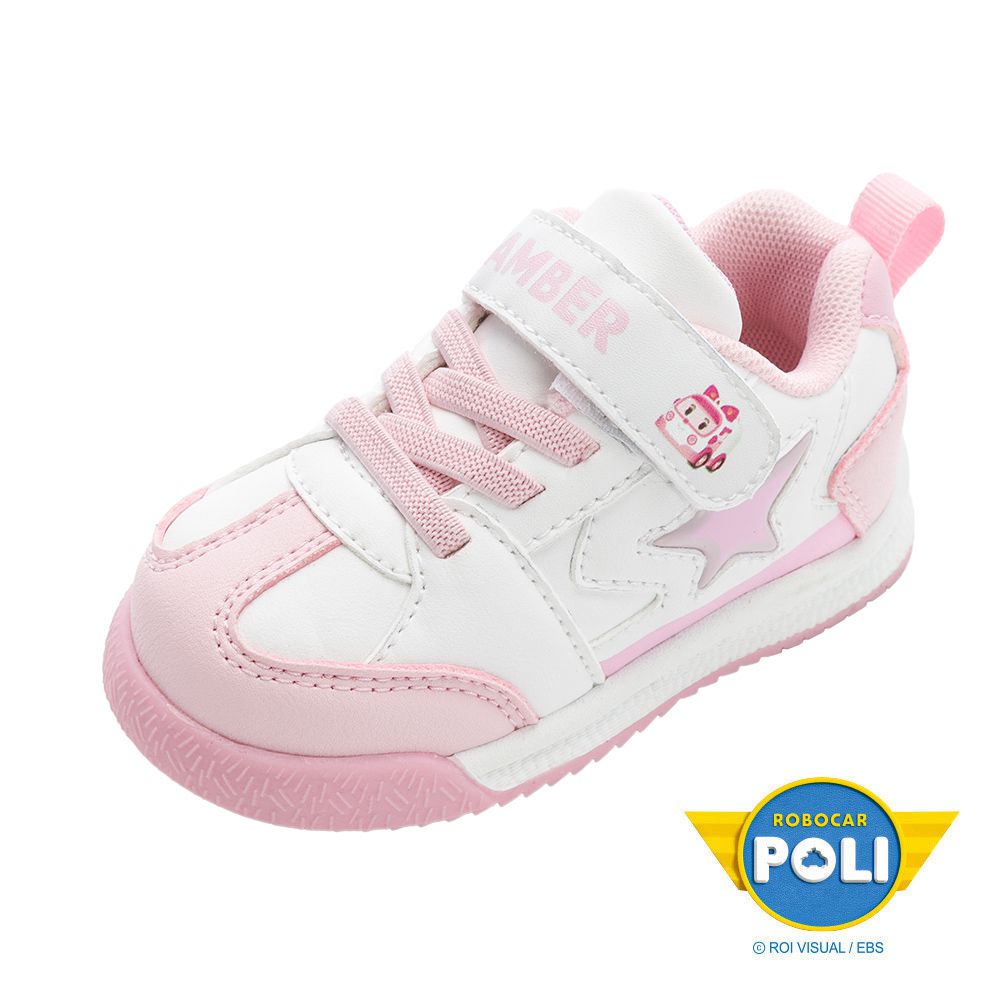 POLI 童鞋 輕量寶寶鞋 POKK54703-輕量鞋底，跑跳輕盈自在-白粉-(寶寶小童段)