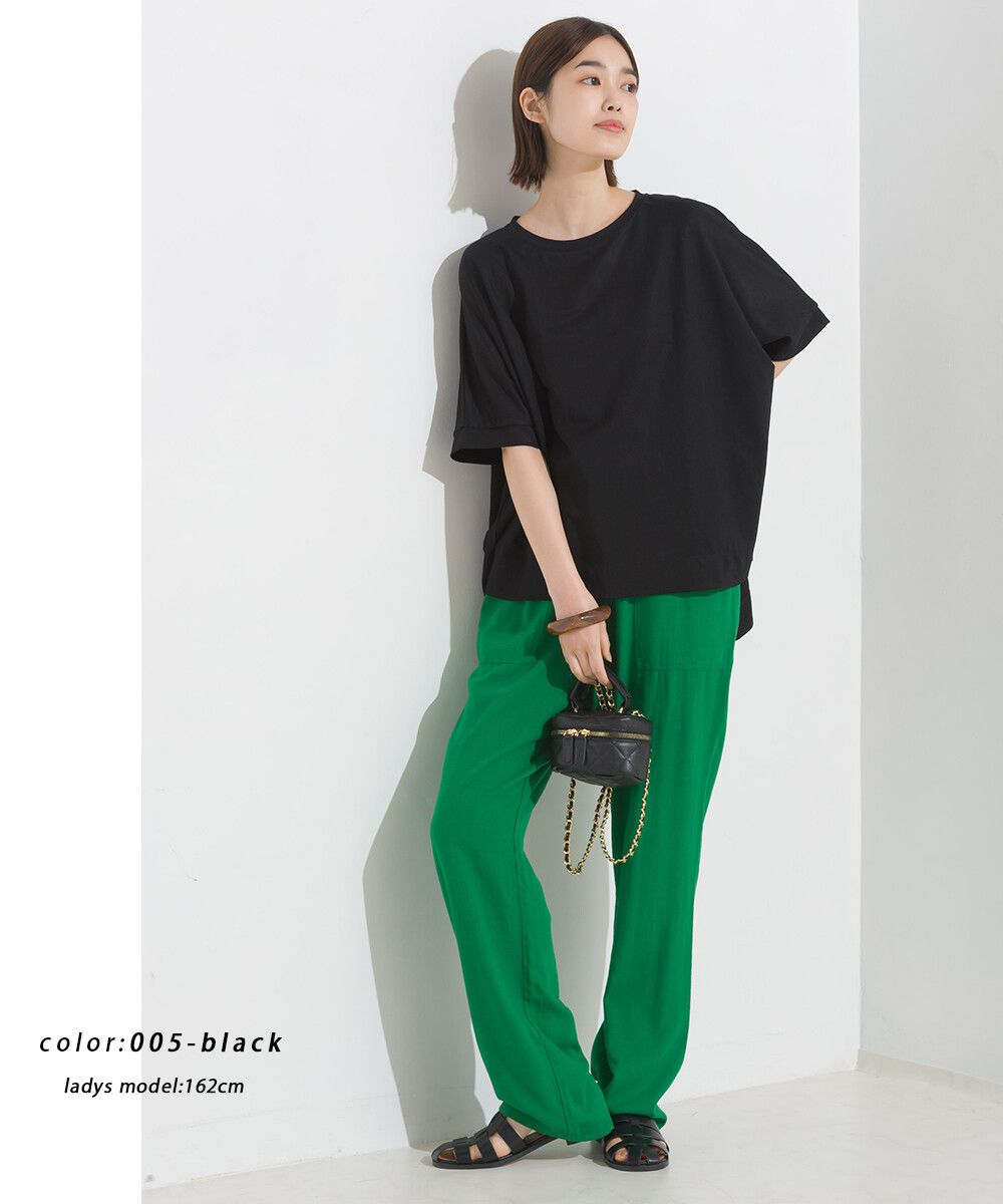 日本 OMNES - 涼感機能 嫘縈混落肩短袖上衣-白