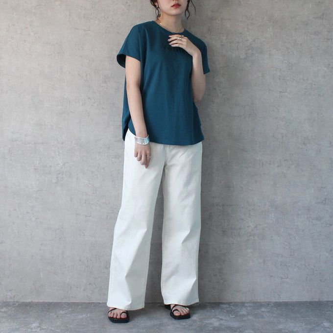 日本女裝代購 - Coolish 接觸涼感舒適快乾丹寧寬褲-靛藍