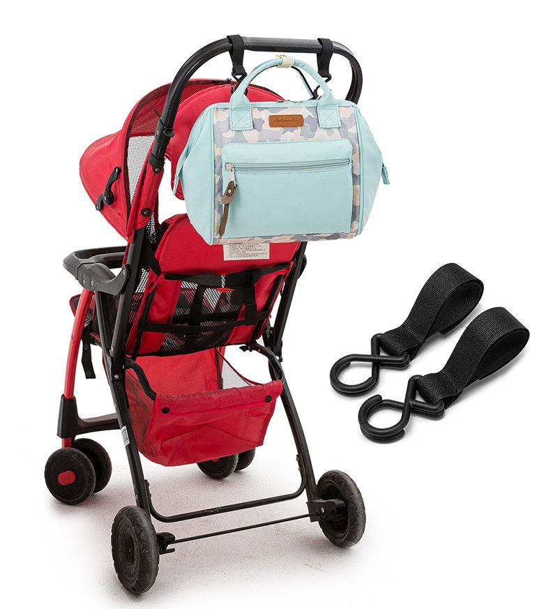 多功能防水手提包/媽媽包-花與葉子-米白+綠+粉 (22x23.5x13.5cm)