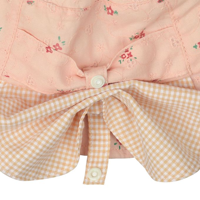 akachan honpo - 平頂帽-小花附防曬遮陽布-粉紅色