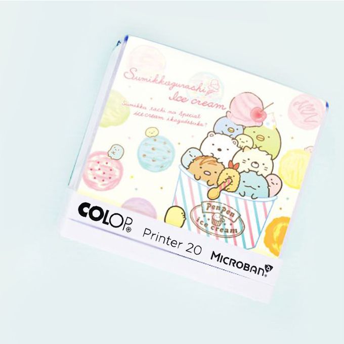可愛卡通印章 - 布類專用連續回墨章-角落小夥伴冰淇淋版-粉墨水 (3.8X1.4cm)