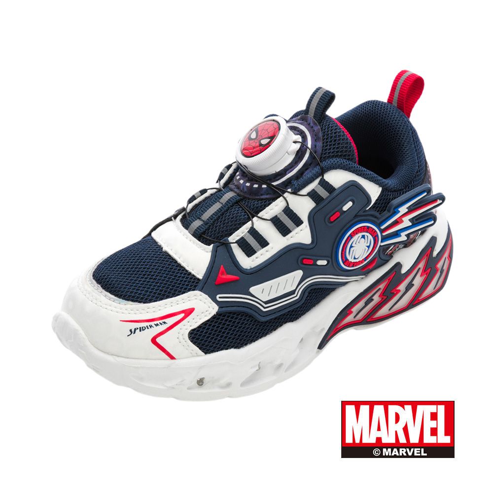 漫威MARVEL 蜘蛛人 童鞋 輕量旋轉扣電燈運動鞋 MNKX55166-舒適4D緩震鞋墊-藍白-(中大童段)
