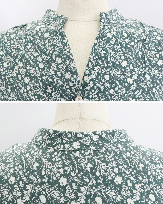 日本 BLUE EAST - 氣質小V領排釦短袖洋裝-素色-綠 (M(Free))