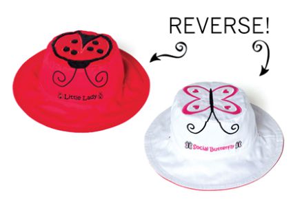 加拿大 flapjackkids - 雙面防曬漁夫帽-花蝴蝶/瓢蟲