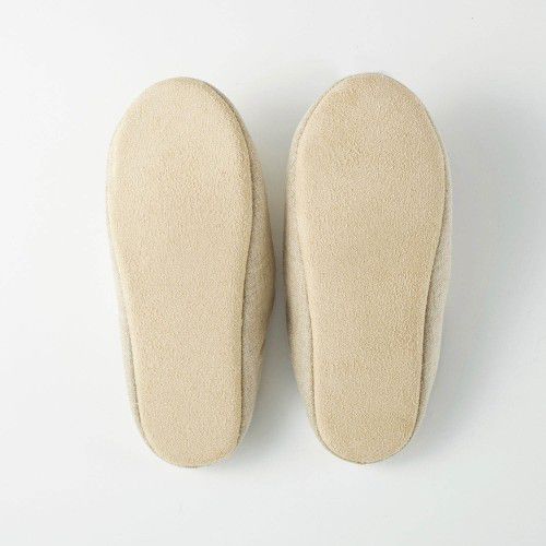 日本千趣會 - 北歐風 棉麻刺繡舒適室內拖-花-灰紫