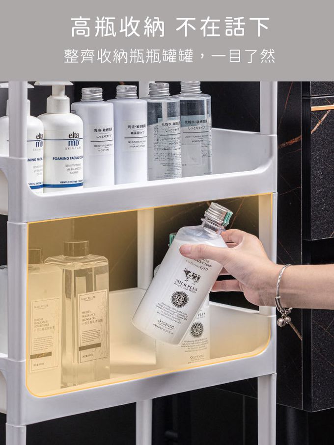 日本 FUDOGIKEN - 日本製三層收納籃推車/收納架(附滾輪)31.5x43x75cm