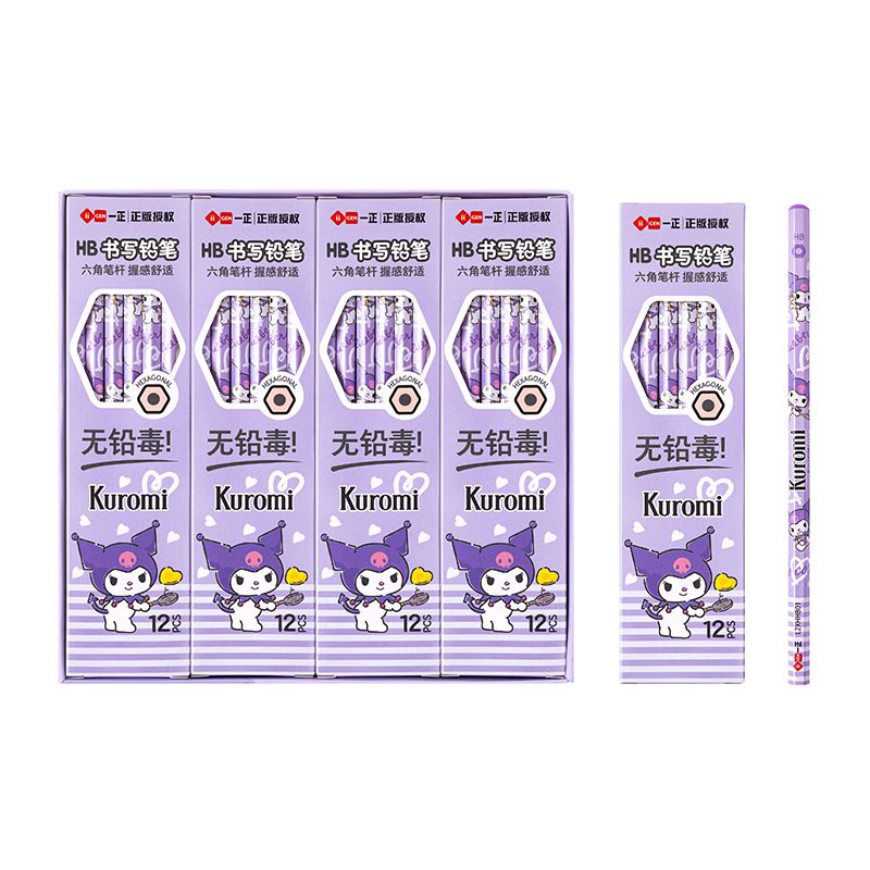 (無鉛毒)卡通書寫六角HB鉛筆-卡通人物酷洛米-紫色