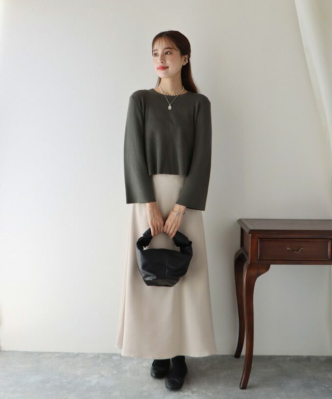 日本 BLUE EAST - 後交叉設計羅紋長袖上衣-咖啡棕