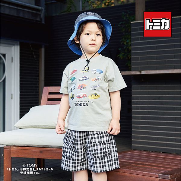 日本 b-ROOM - TOMICA聯名 印花短袖上衣-好多車車-深藍
