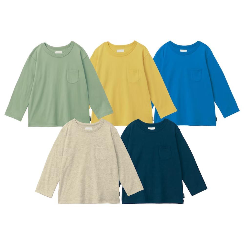 日本千趣會 - GITA 超值百搭上衣五件組(長袖)-綠黃藍灰系