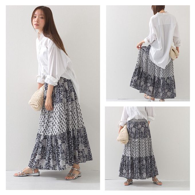 日本 OMNES - 100%印度棉 奢華圖騰長裙-紫