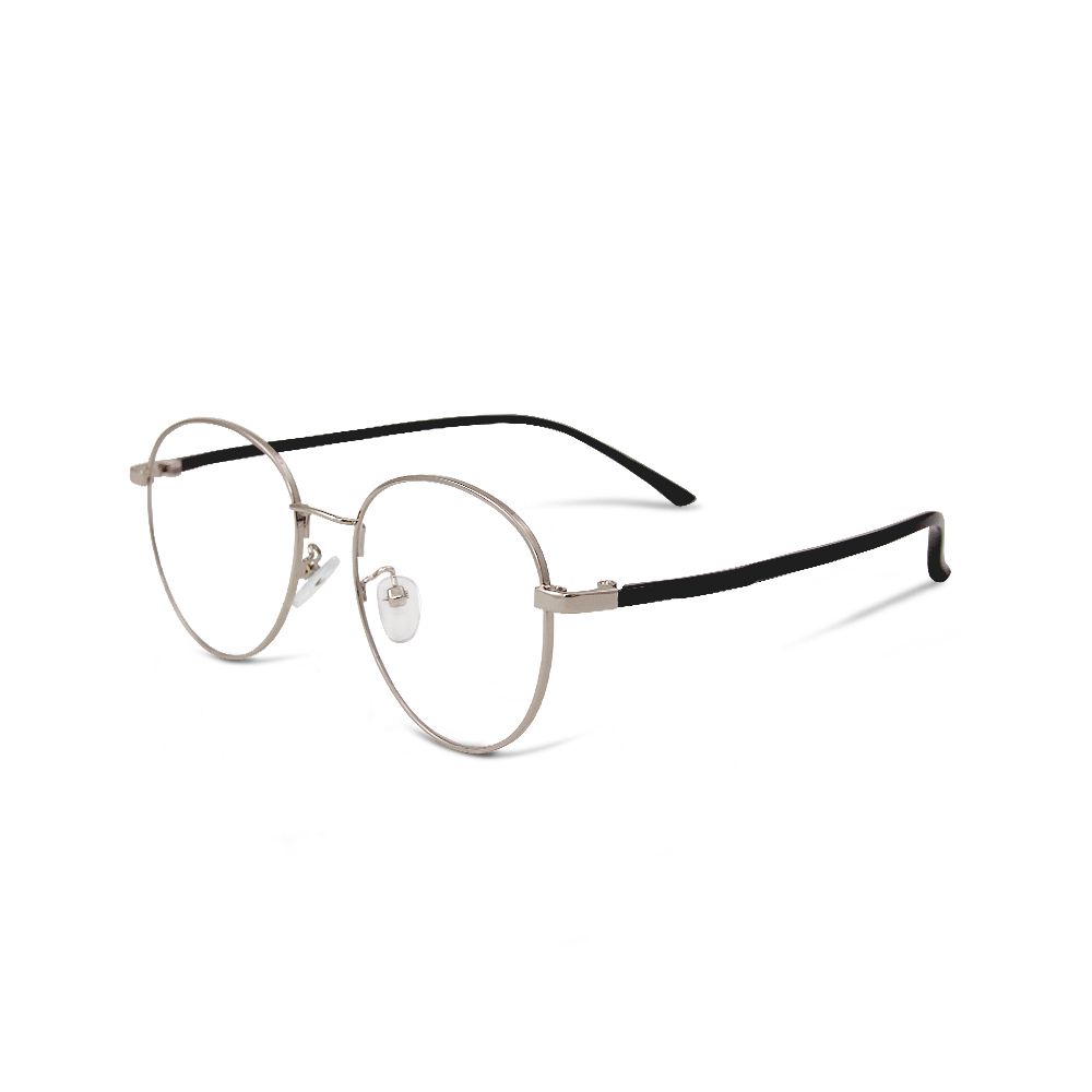 ALEGANT - 率性松針銀橢圓鏡框輕量鏡腳UV400濾藍光眼鏡