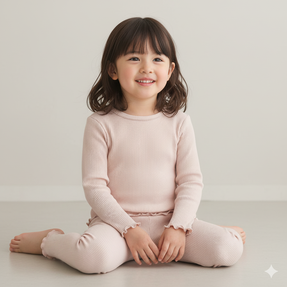 長袖經典T恤-羅紋抽針針織布素材-粉紅色