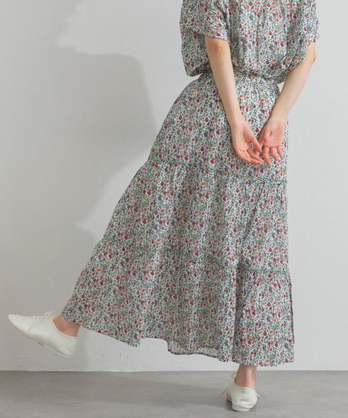 日本 Lupilien - 100%印度棉 華奢滿版印花分層長裙-紅系