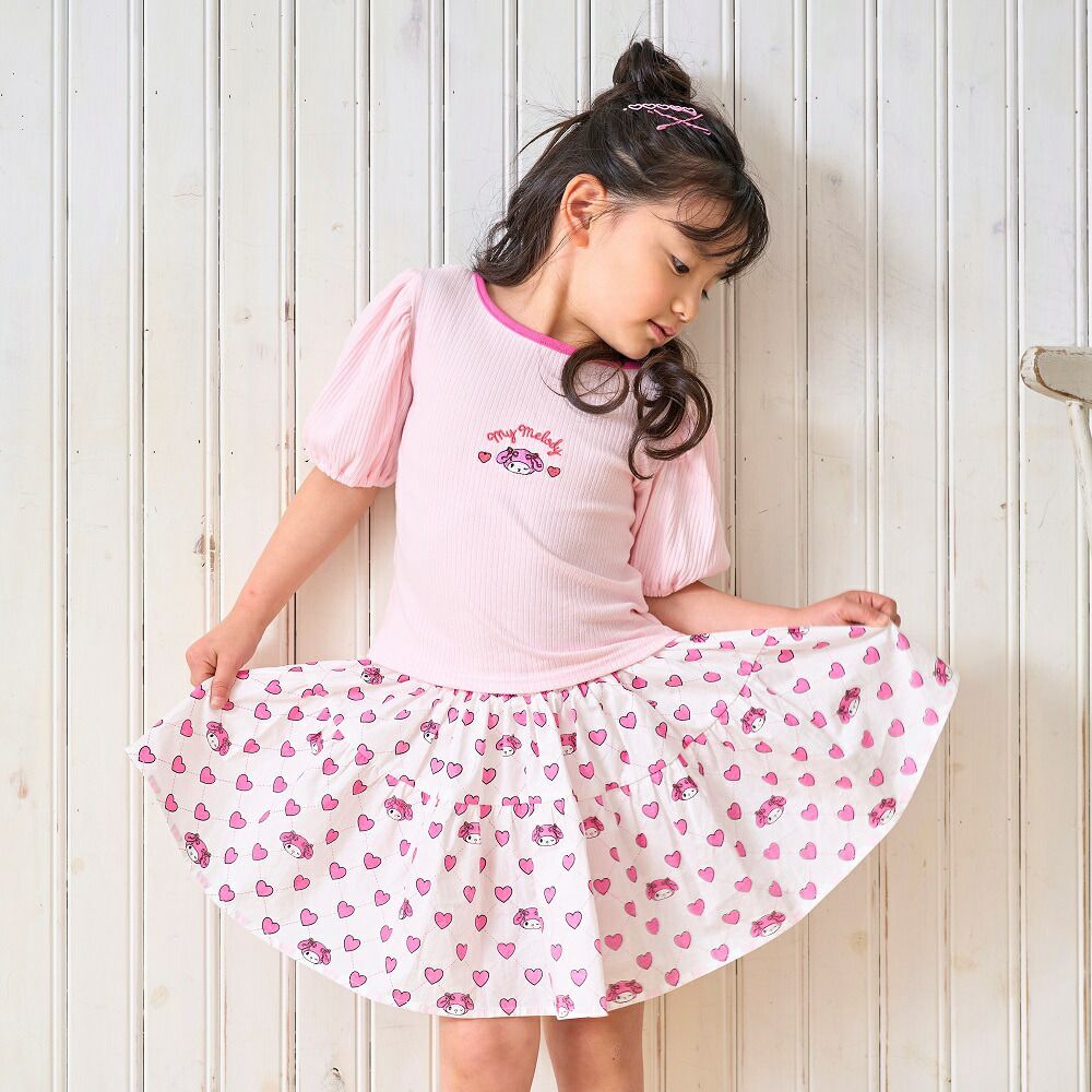 日本 ma lalumiere store - 三麗鷗聯名 甜美愛心印花褲裙-美樂蒂-粉紅