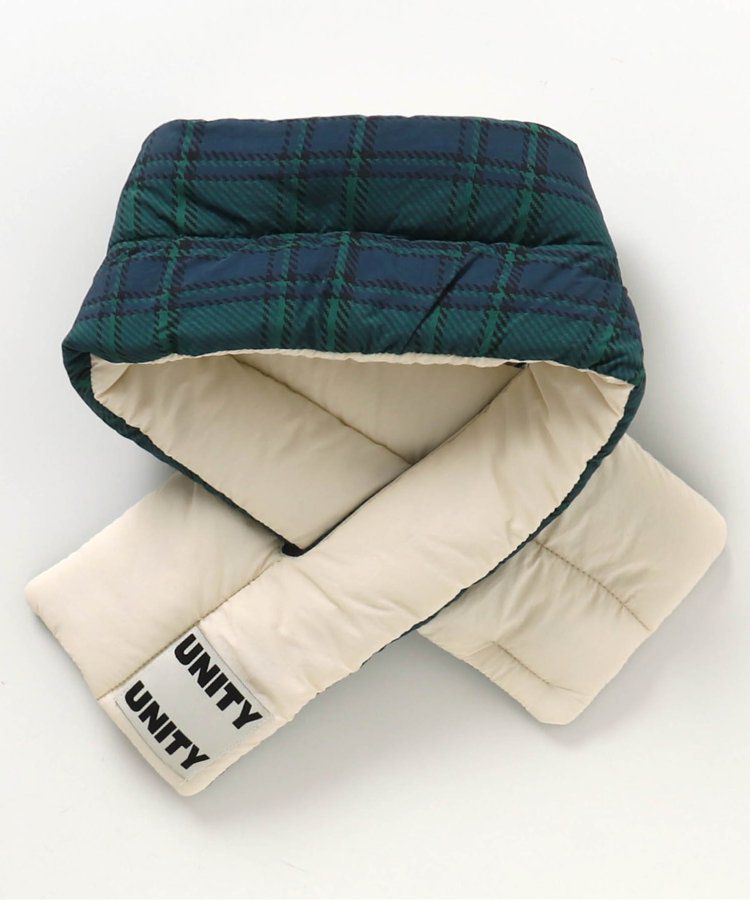 日本 BREEZE - 潑水加工雙面印花保暖圍脖-象牙白&格紋