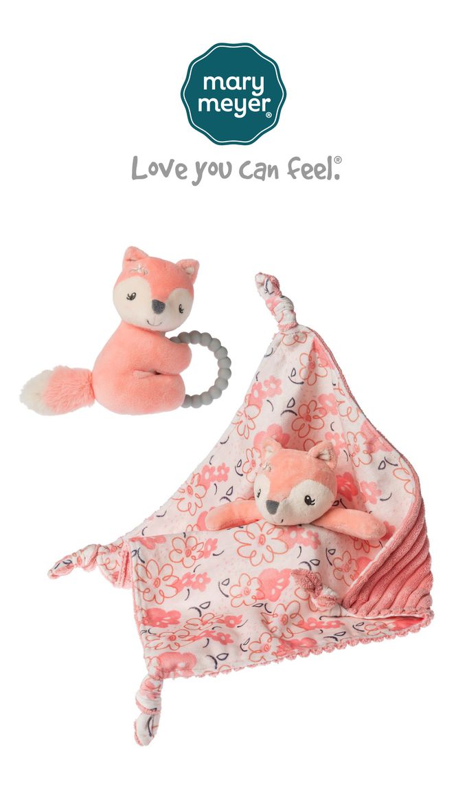美國 MaryMeyer 蜜兒 - 甜心狐狸經典禮盒(安撫巾-+ 手搖鈴)