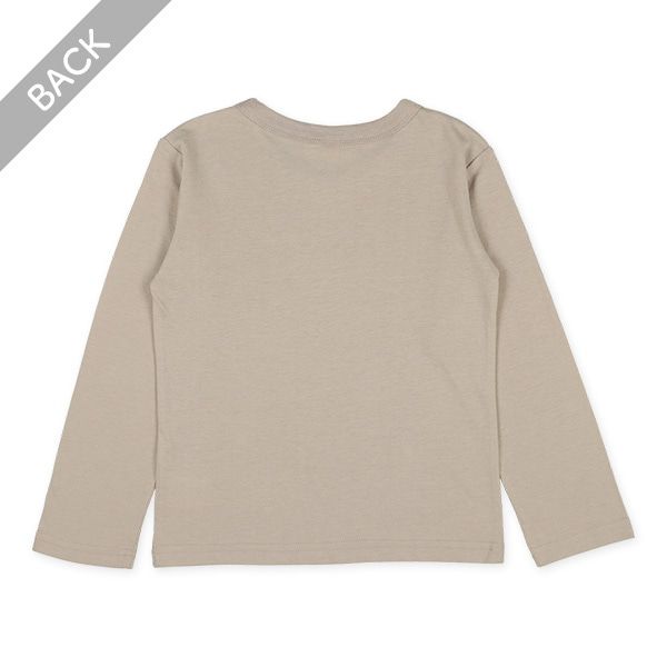 日本西松屋 - 圓領印花薄長袖上衣-恐龍圖鑑-沙棕