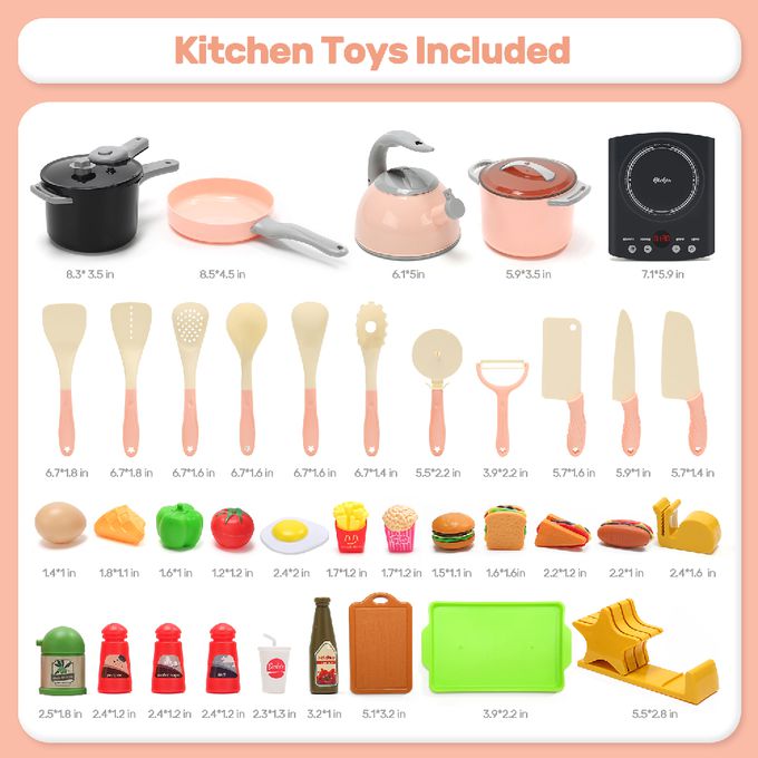 CuteStone - 兒童仿真電磁爐與吐司漢堡切切樂套裝玩具37件組