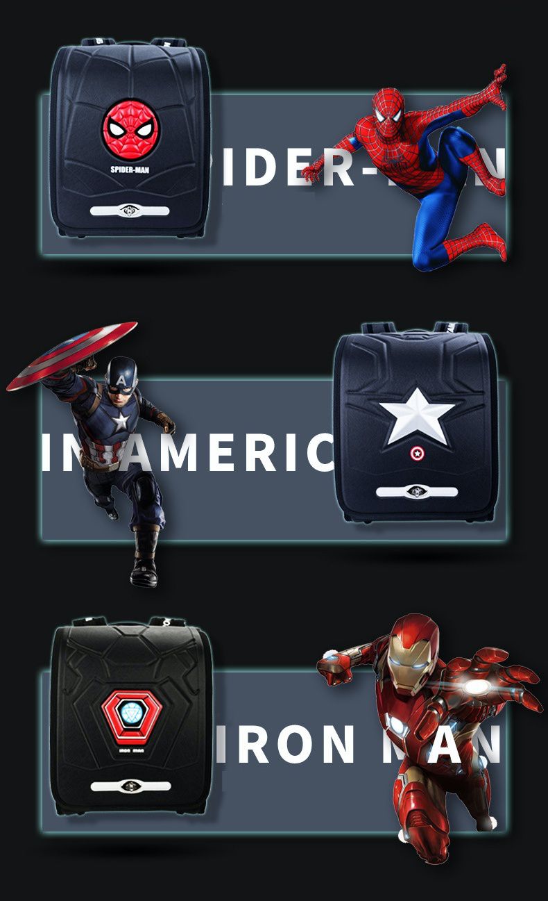 日式簡約大容量書包-卡通人物蜘蛛人-藍色 (建議90~120cm)-27x18x36cm