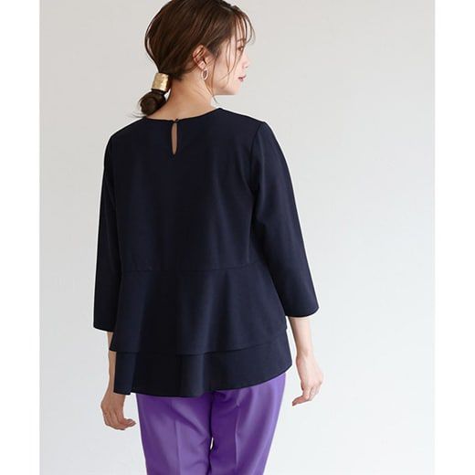 日本 Pierrot - 甜美層次荷葉擺長袖上衣-黑