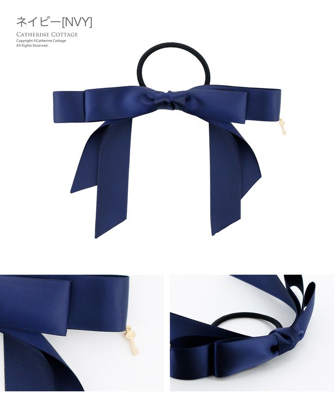 日本 Catherine Cottage - 長蝴蝶結鑰匙墜飾髮圈-嬰兒粉