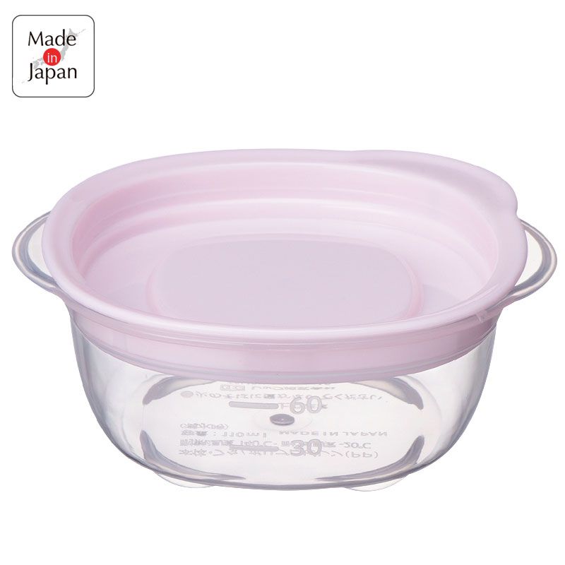 akachan honpo - 副食品分裝盒-清洗容易圓形 S-粉紅色-5個入/60ml