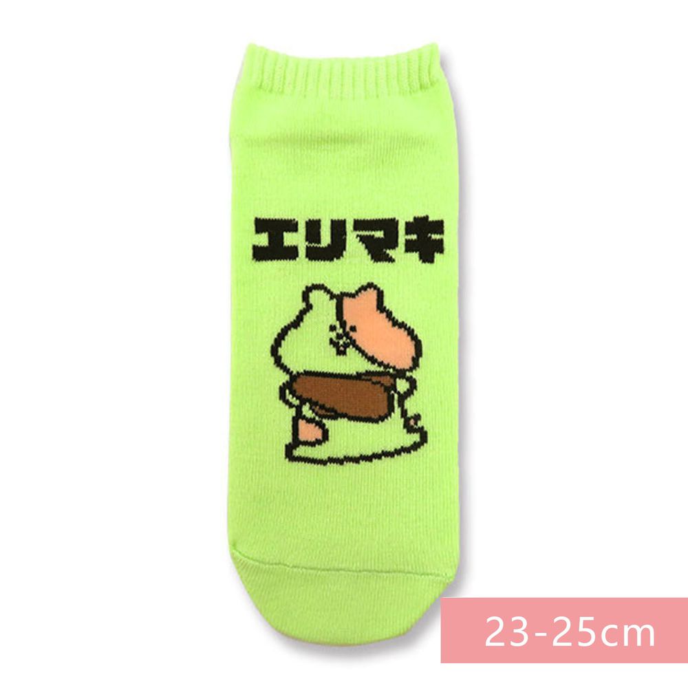日本 OKUTANI - 童趣日文插畫短襪-花栗鼠-綠 (23-25cm)