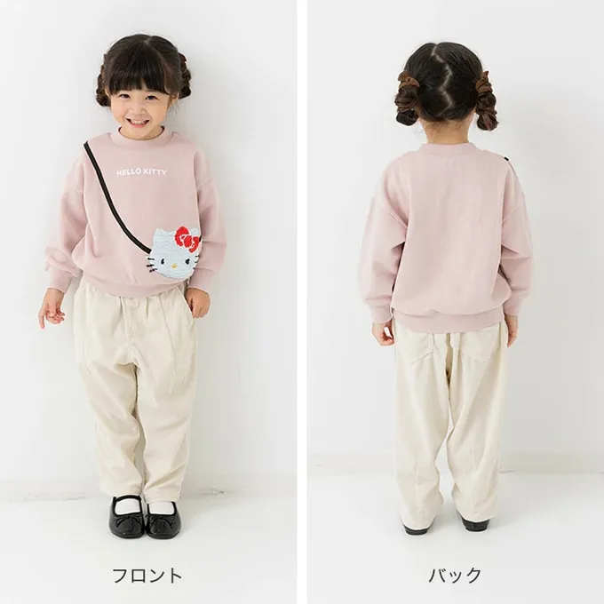 日本 Chil2 - 限量聯名 裏毛印花大學長袖上衣-卡通三麗鷗-亮片酷洛米-黑