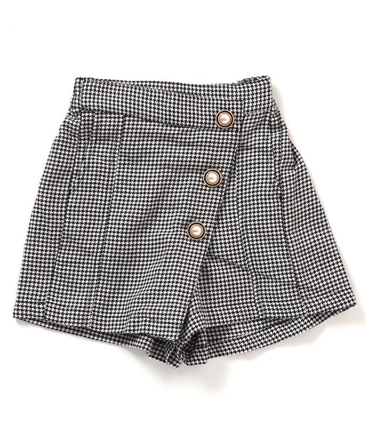 日本 apres les cours - 小奢華金屬鈕扣俏麗褲裙-棕色