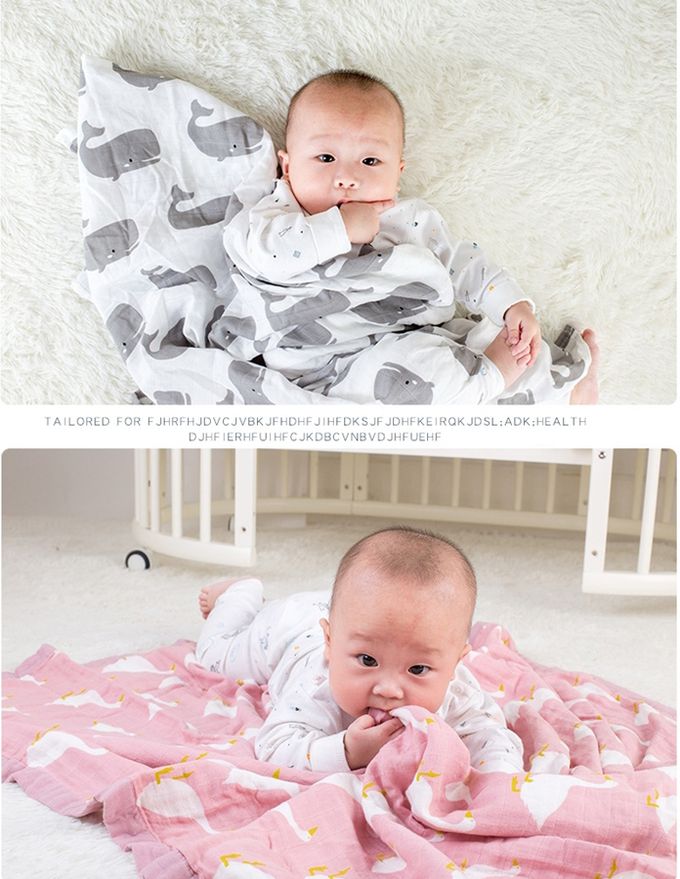 Muslin Tree - 厚款-印花四層嬰兒紗布包巾/蓋被-兔子 (120*120cm)