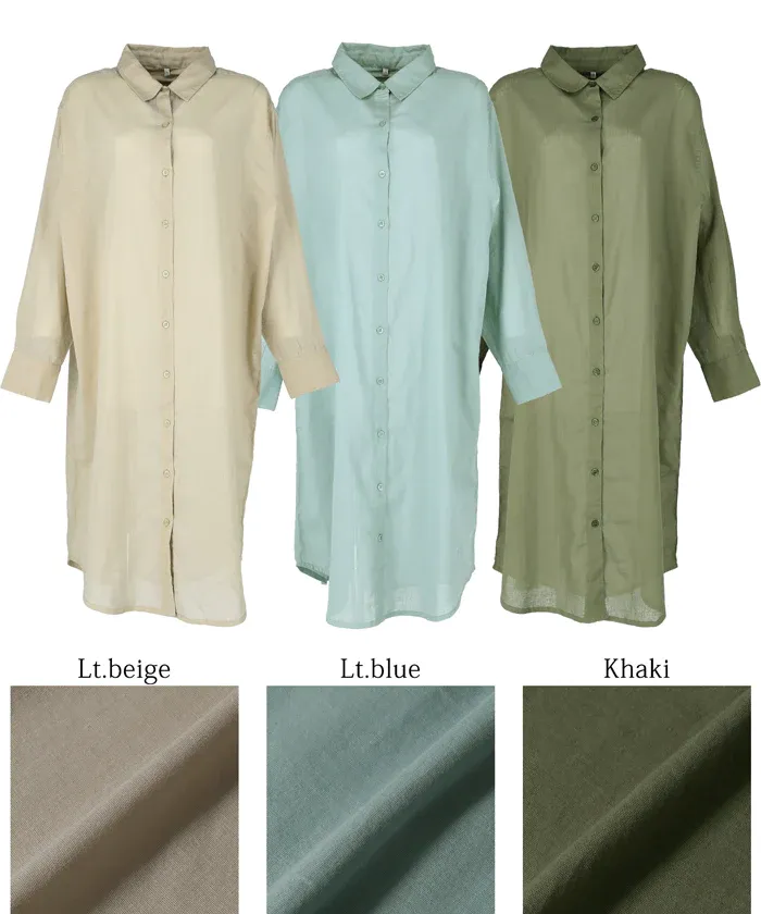 日本 COCA - 純棉透感長版薄外套-軍綠