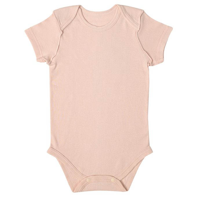 akachan honpo - 短袖有機包屁衣2件組-套頭式-粉紅色